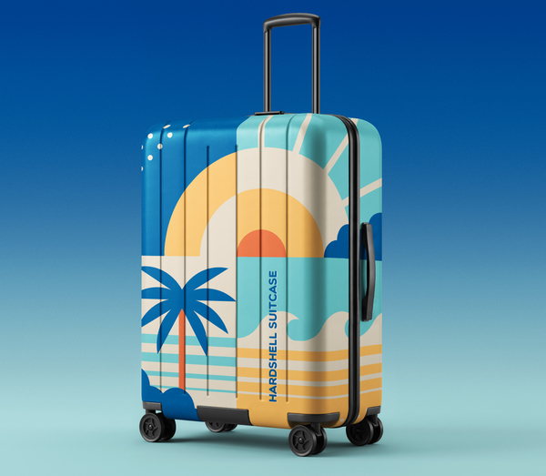 Modern Spinner Hard-Shell Suitcase PSD Mockup