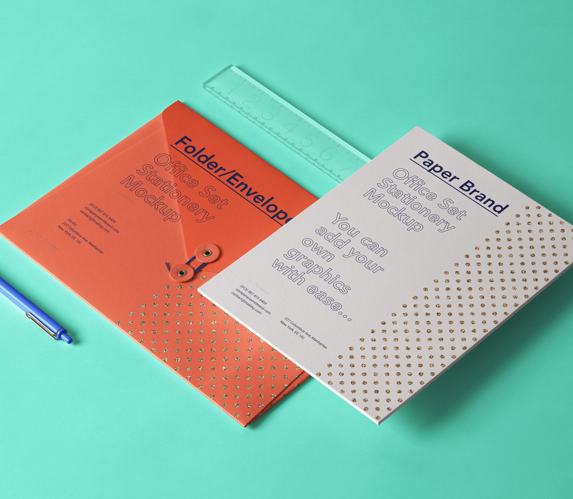 Mockup of a Stationery Office Paper Set Stock Template