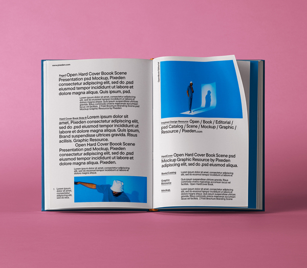 Open Hard Cover Book Scene Psd Mockup