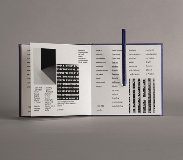 Open Square Hardcover Book Free psd Mockup