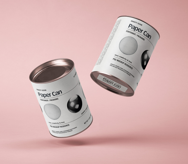 Paper Tin Can Container Psd Packaging Mockup