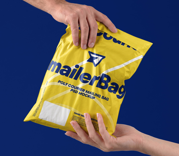 Poly Courier Mailing Bag PSD Mockup - Hand Delivery Edition