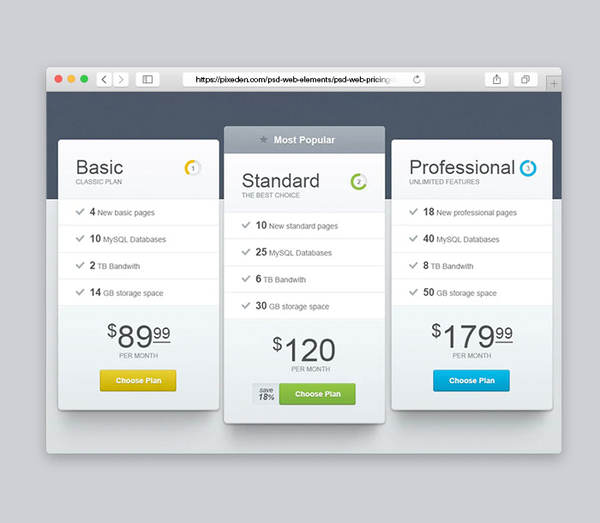 Psd Web Pricing Boxes