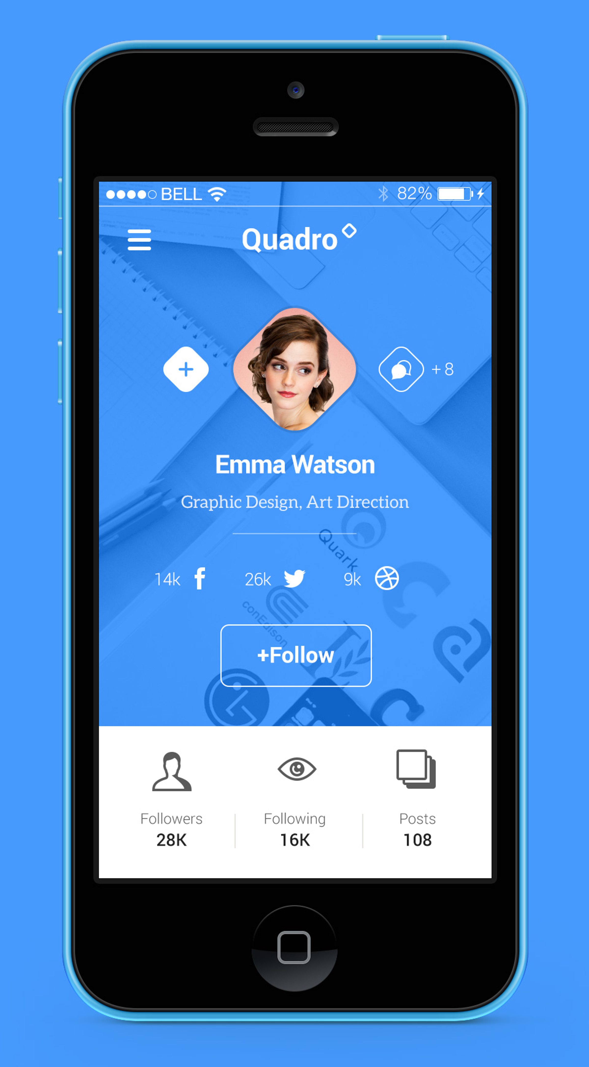 Quadro iPhone App UI Kit Psd