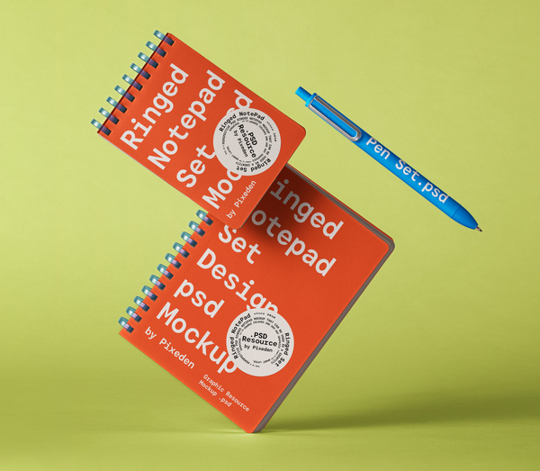 Ringed Notepad Set Design Psd Mockup
