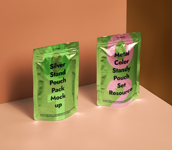 Silver Stand Psd Pouch Packaging Mockup