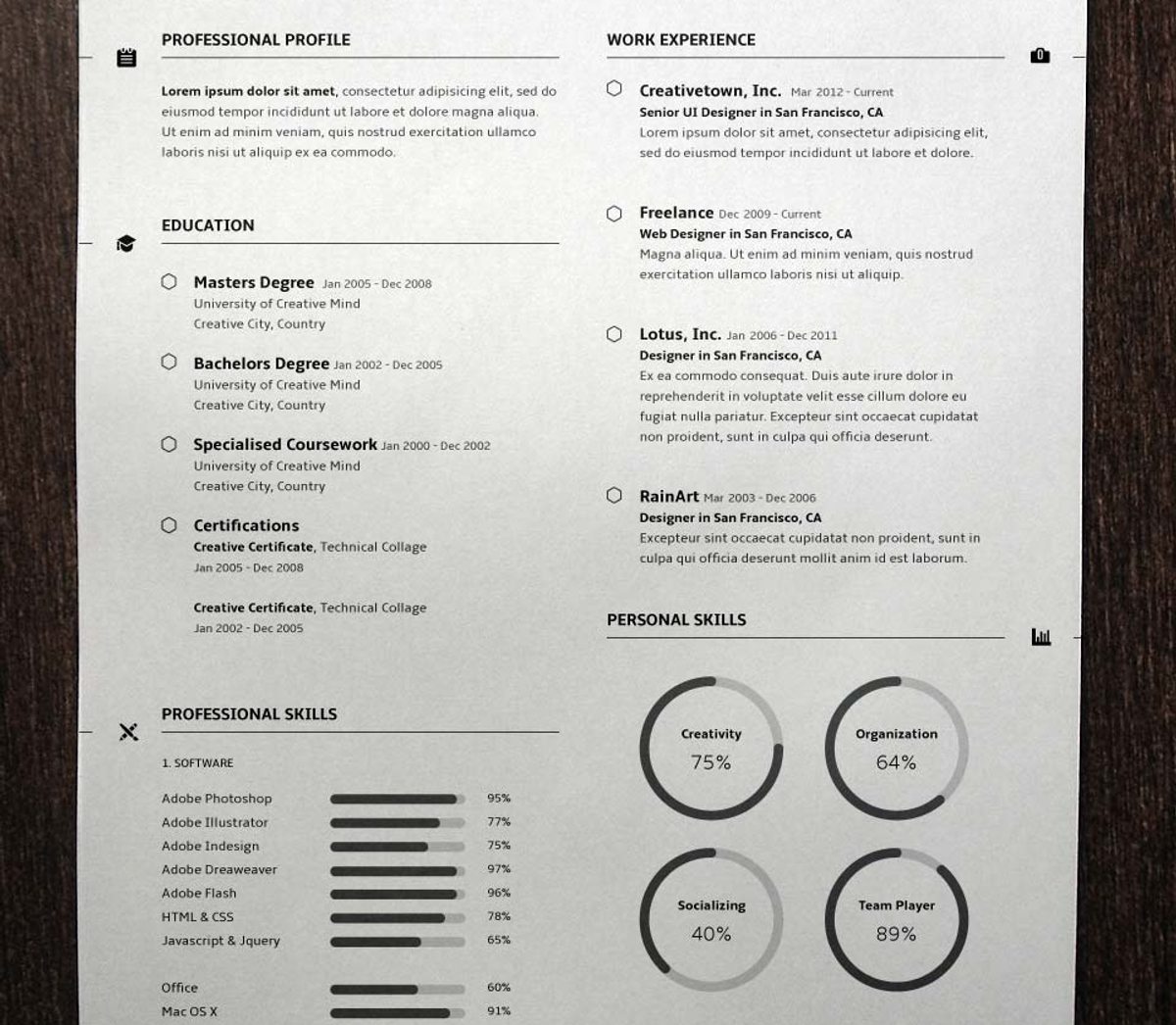 Simple Resume Template vol4 Pixeden - Simple Resume Template Vol3 Preview Retina