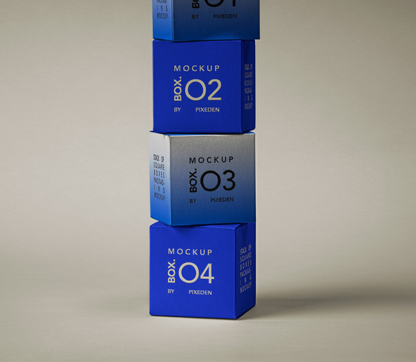Square Boxes Psd Mockup Packaging Set