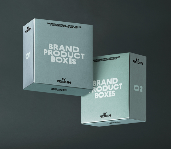 Square Cardboard Boxes Brand Presentation Psd Mockup