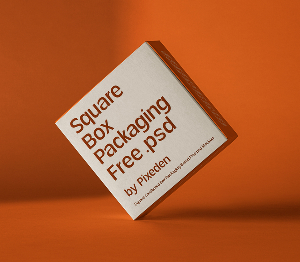 Square Cardboard Psd Packaging Mockup