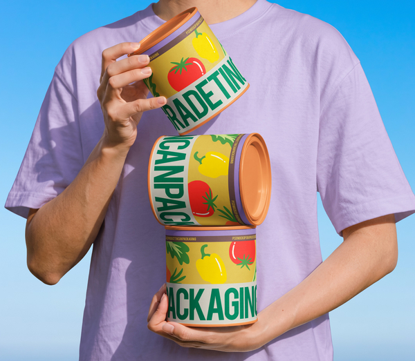 Stacked Product Tin Can Packaging PSD Mockup