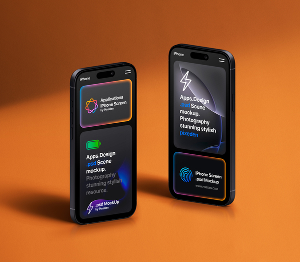 Standup iPhone Showcase Screens Scene Psd Mockup
