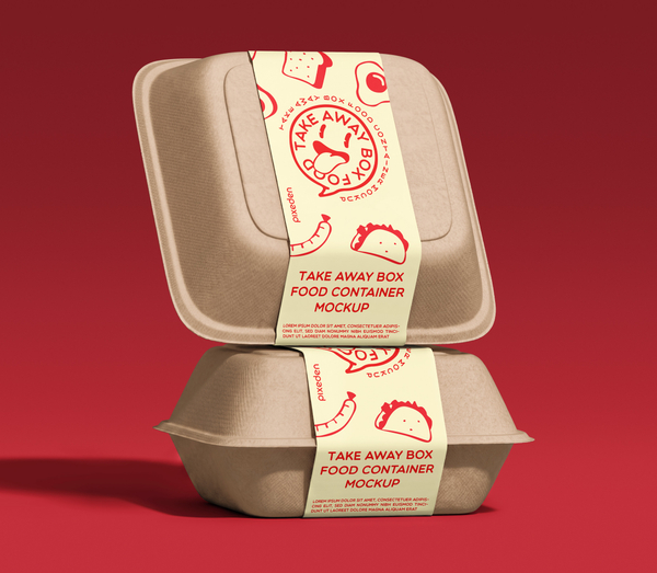 Takeaway Packaging & Delivery Kraft Food Box PSD Mockup