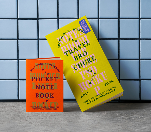 Travel Brochure Set Scene Psd Mockup