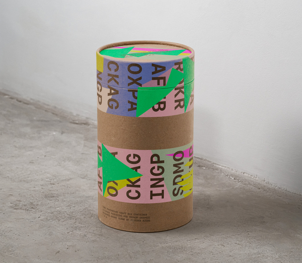 Tube Paperboard Kraft Box Packaging Psd Mockup