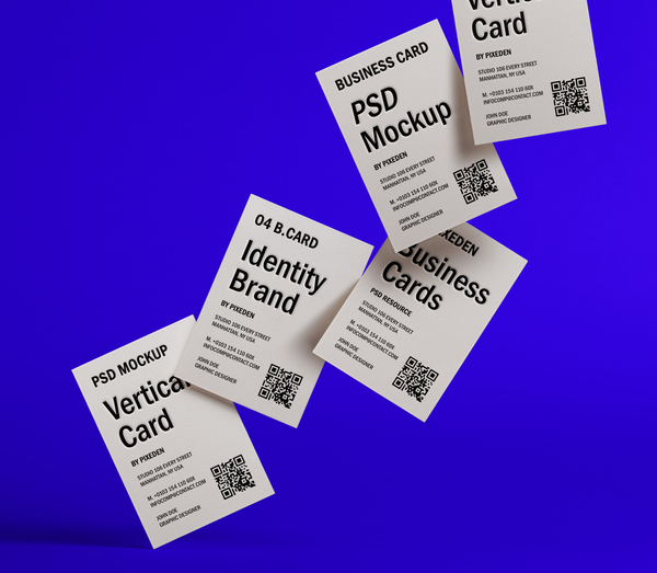 Vertical Identity Business Card Scene Psd Mockup