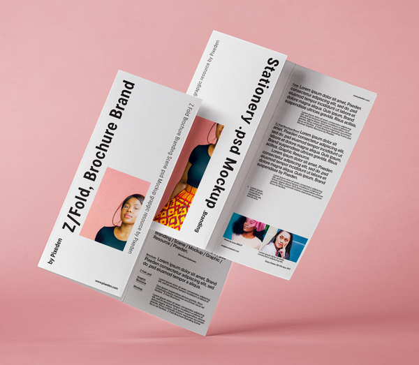 Z-Fold Identity Brochure Stationery Psd Mockup